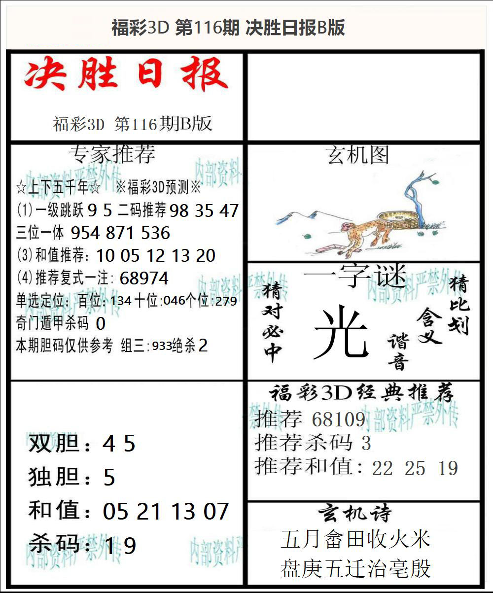 福彩3D决胜日报B版