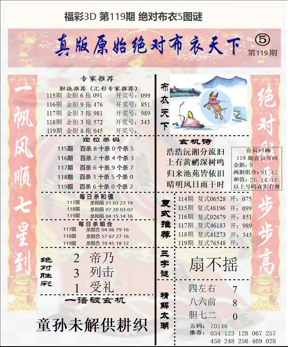 福彩3D绝对布衣5