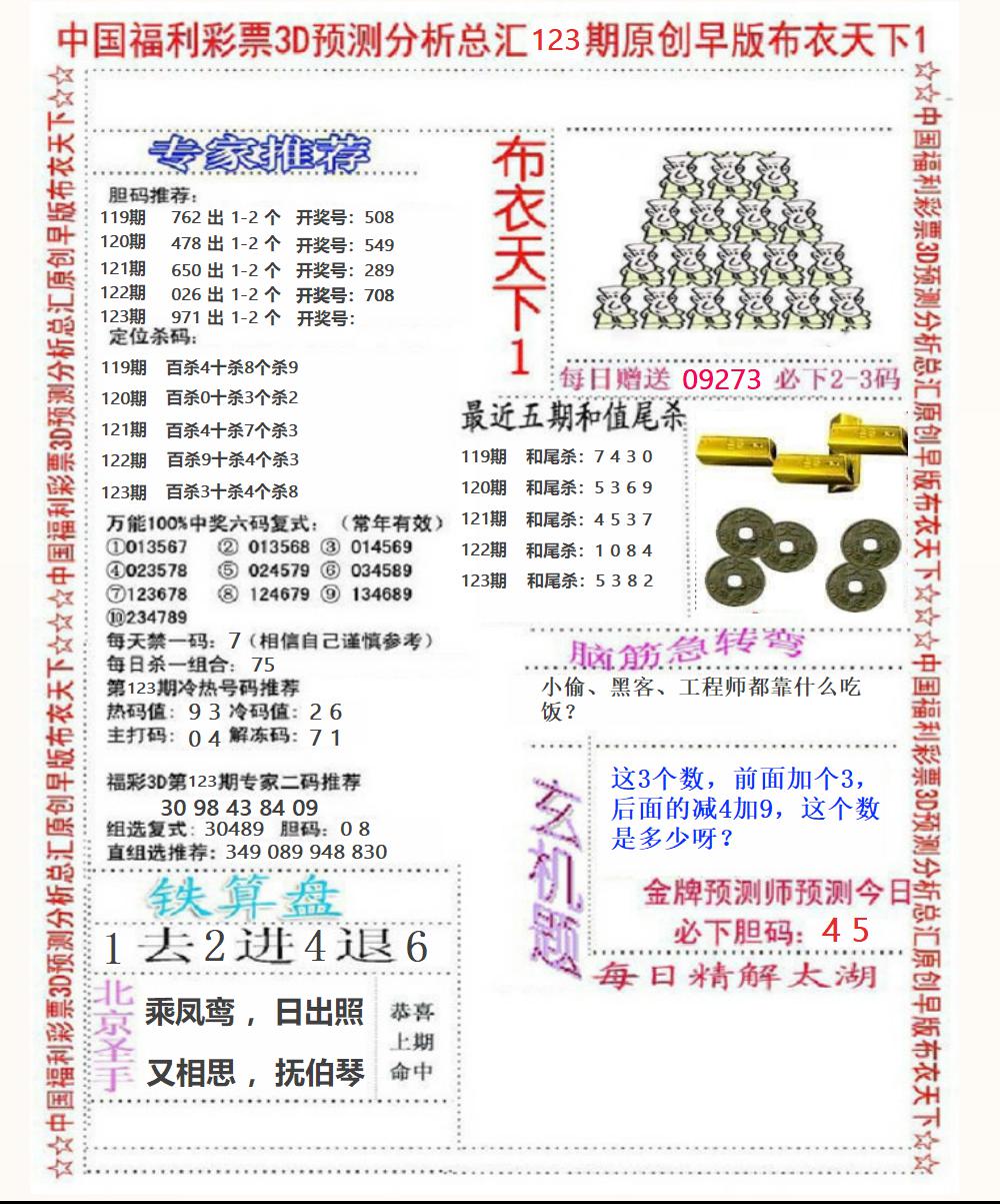 福彩3D早版布衣1